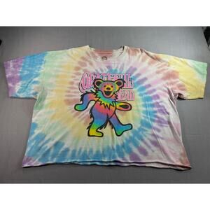 Grateful Dead Festival Tee Mens 3XL Tie Dye Crop Cut Dancing Bear Shirt